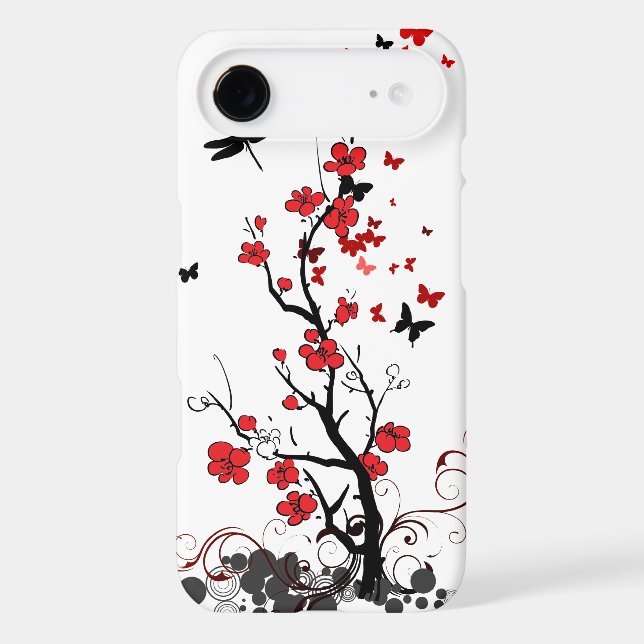 Red & Black Flowers Case-Mate iPhone Case (Back)