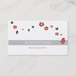 Red Black Flowers Elegant Business Card
