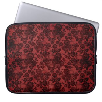 Red & Black Flowers Laptop Sleeve by JLBIMAGES at Zazzle