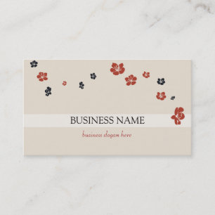 Red Black Flowers on Light Elegant Bkg Business Card