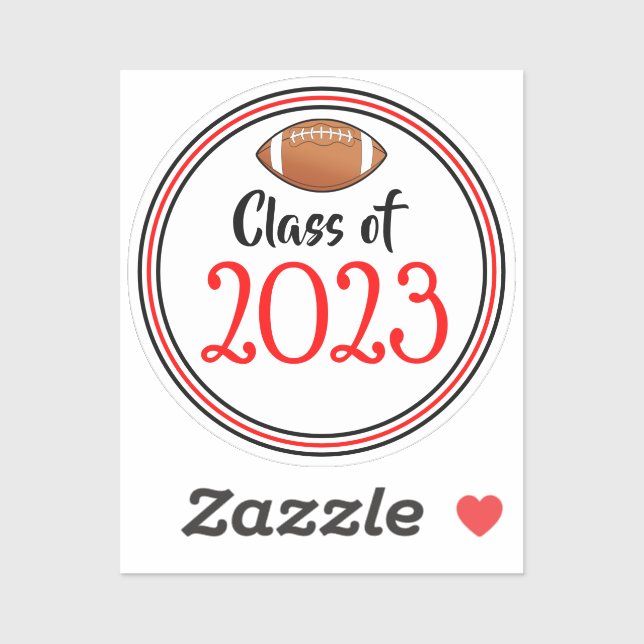 Red & Black Football Class Year Graduation Sticker (Sheet)