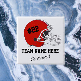 Red Black Football Helmet•Custom Button