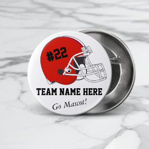 Red Black Football Helmet•Custom Pinback Button