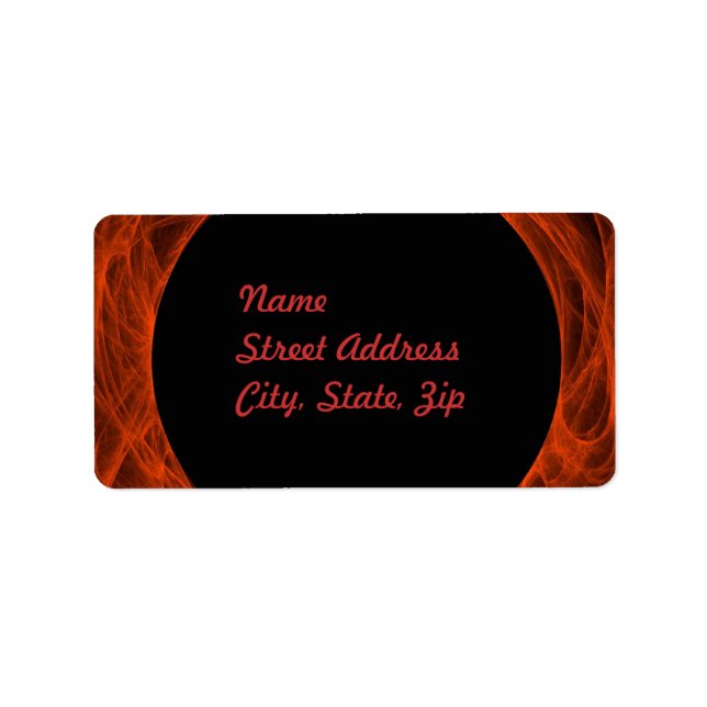 Red & Black Fractal Background Address Sticker (Front)