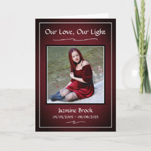Red Black Funeral Obituary Service Folded Program