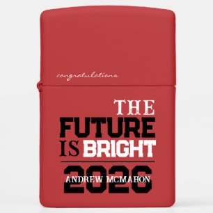 Red & Black Future is Bright Graduation Gift Zippo Lighter