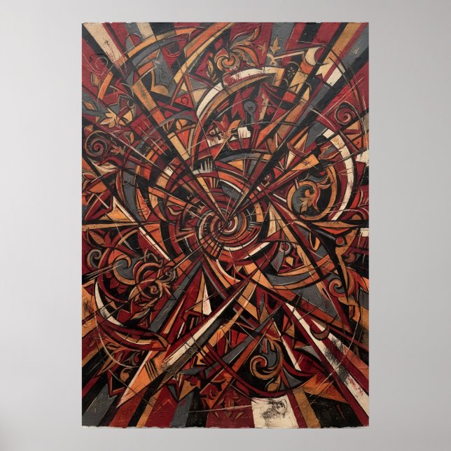 Red Black Geometric Abstract Poster (Front)