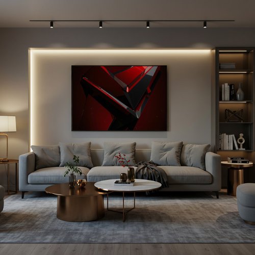 Red Black Geometric Abstract Shard Canvas Print