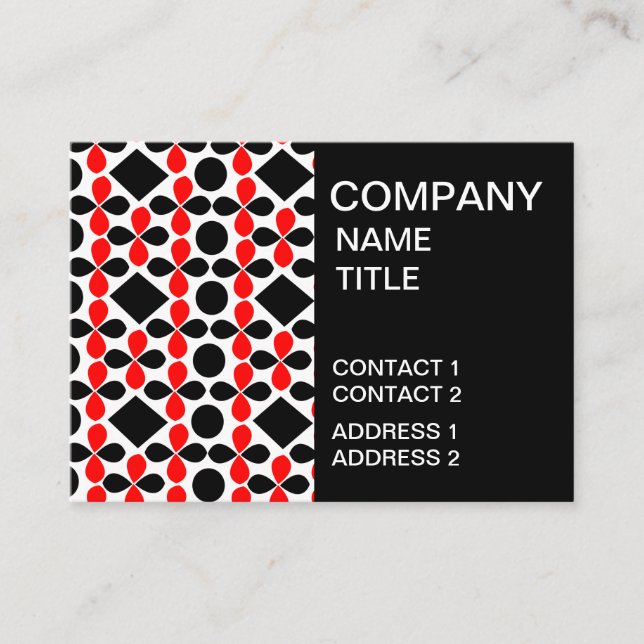 Red Black Geometric  Business Card (Front)