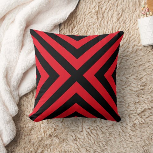 Red Black Geometric Decorative Throw Pillow