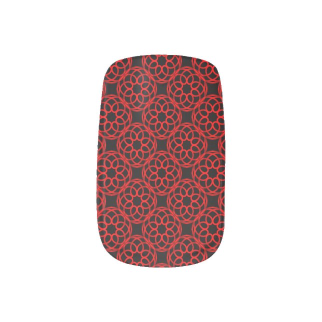 Red Black Geometric Seamless Pattern Minx Nail Art (Left Thumb)