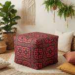 Red Black Geometric Tribal Aztec Ethnic Pattern Fabric