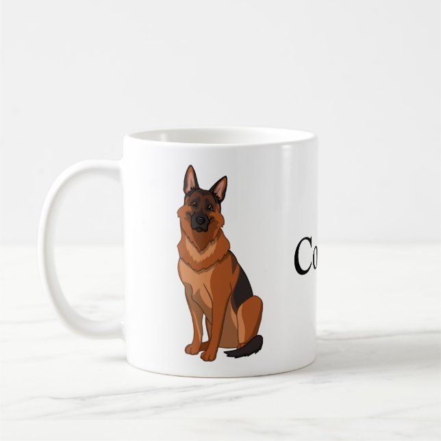 Red & Black German Shepherd GSD Coffee Mug (Left)