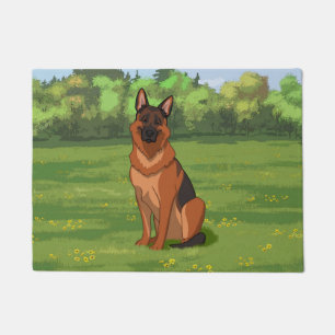 Red & Black German Shepherd GSD Doormat
