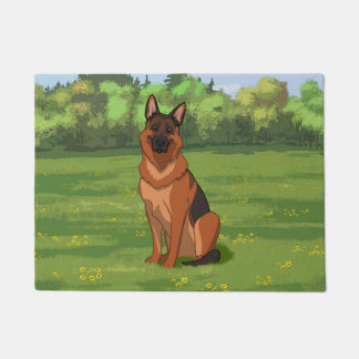 Red & Black German Shepherd GSD Doormat