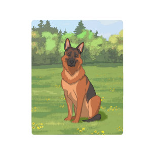 Red & Black German Shepherd GSD Metal Print