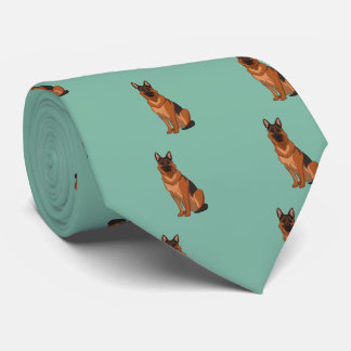 Red & Black German Shepherd GSD Neck Tie