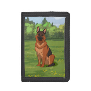 Red & Black German Shepherd GSD Trifold Wallet