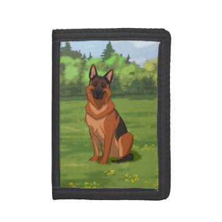Red & Black German Shepherd GSD Trifold Wallet