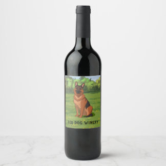 Red & Black German Shepherd GSD Wine Label