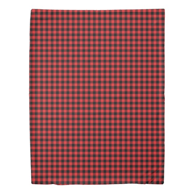 Red Black Gingham Pattern Buffalo Check Duvet Cover (Front)