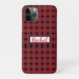 Red Black Gingham Personalized  iPhone 11 Pro Case