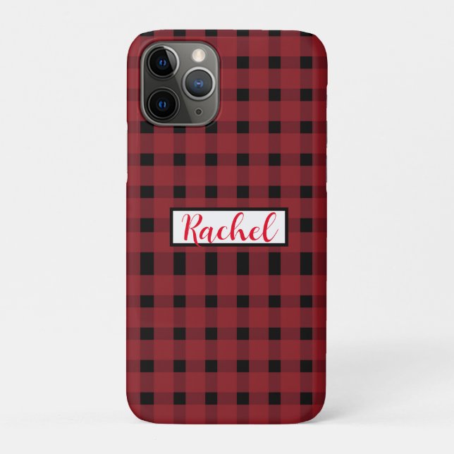 Red Black Gingham Personalized  Case-Mate iPhone Case (Back)