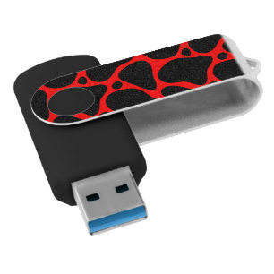 Red & Black Giraffe Pattern Flash Drive