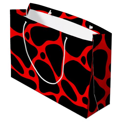 Red  Black Giraffe Pattern Large Gift Bag