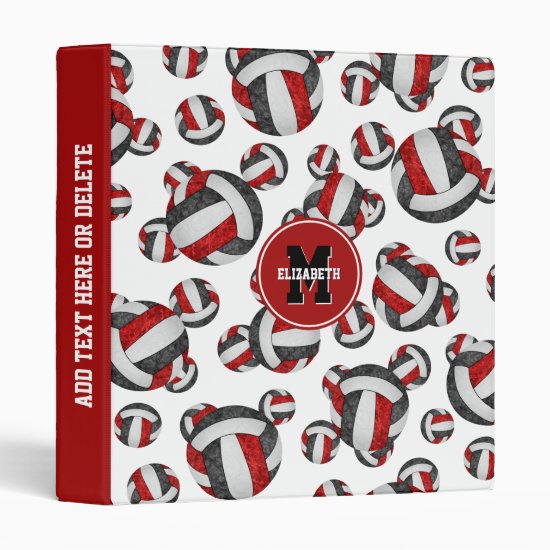 red black girls volleyball team colors 3 ring binder
