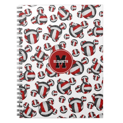 red black girls volleyball team colors personalize notebook
