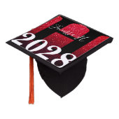 Red Black Glitter Ombre Monogram Name Graduation Graduation Cap Topper ...