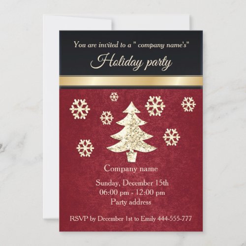 Red black glittery Christmas corporate party Invitation