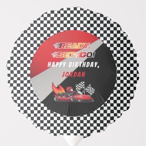 Red  Black Go Kart Racing Birthday Balloon