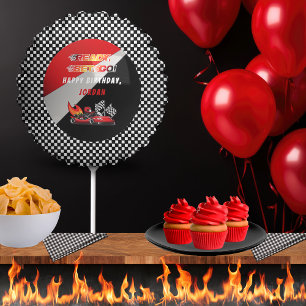 Red   Black Go Kart Racing Birthday Balloon