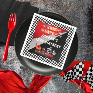 Red   Black Go Kart Racing Birthday Napkins