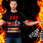 Red | Black Go Kart Racing Birthday Tri-Blend Shirt<br><div class="desc">Race on over to celebrate a go kart racing-themed birthday. This birthday party design features a red and black go kart with a red helmeted drive and flames shooting out the back of the go kart. The words "Ready, Set, Go!" are also done in a flame-toned gradient. A pair of...</div>