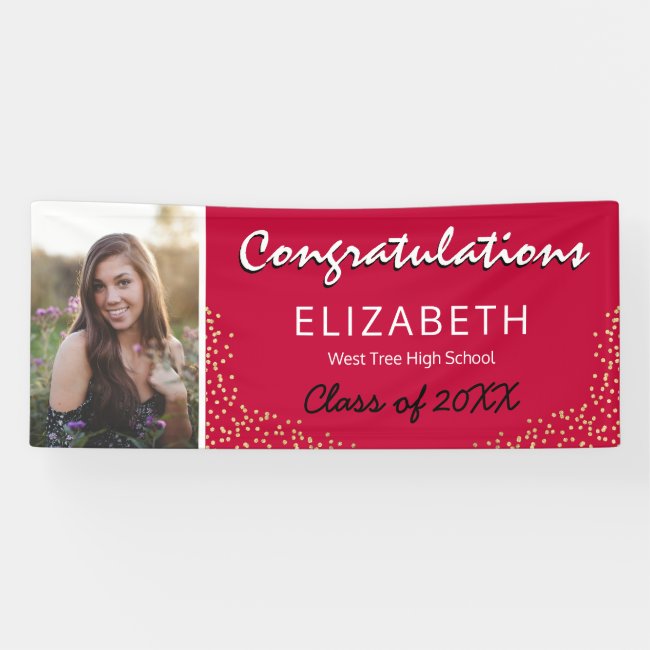 Red Black Gold 2021 Graduation Photo Banner