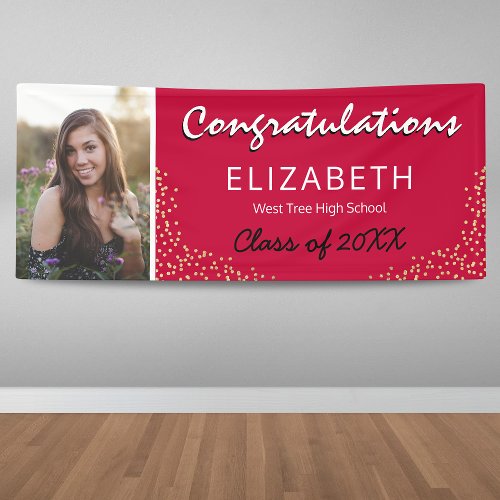 Red Black Gold 2024 Graduation Photo Banner