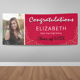 Red Black Gold 2026 Graduation Photo Banner