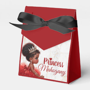 Red Black Gold African Princess Royal Baby Shower Favor Boxes