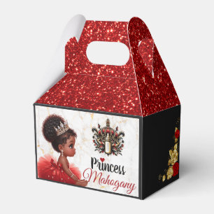 Red Black Gold African Princess Royal Baby Shower Favor Boxes