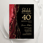 Red Black Gold Agate Surprise 40th Birthday Invitation<br><div class="desc">Red,  black and gold agate surprise 40th birthday party invitation. Elegant modern design featuring watercolor agate marble geode background,  faux glitter gold and typography script font. Trendy invite card perfect for a stylish women's bday celebration. Printed Zazzle invitations or instant download digital printable template.</div>