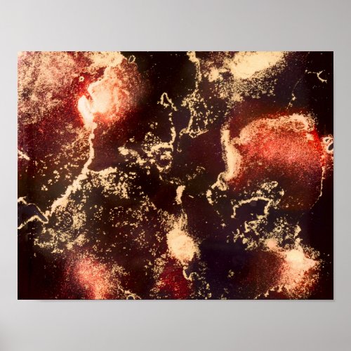 Red Black Gold Alcohol Ink Abstract Poster