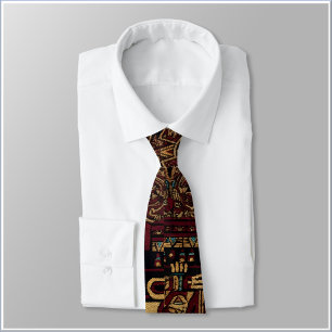 Red Black & Gold Aztec Inspired Design Neck Tie