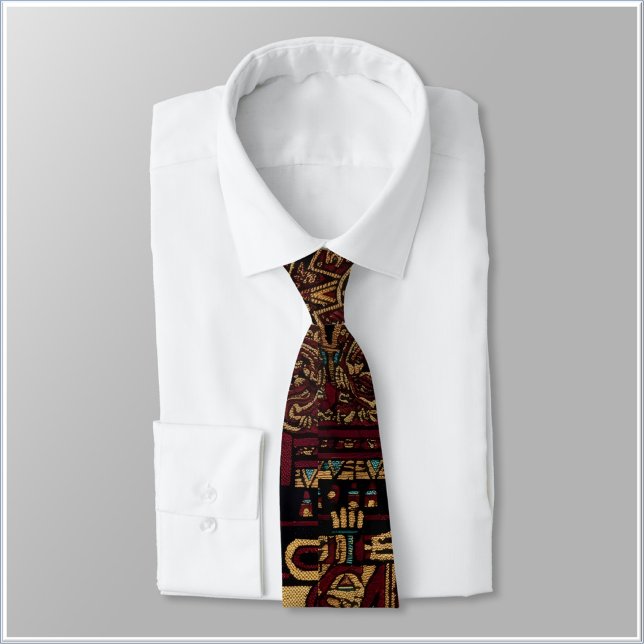 Red Black & Gold Aztec Inspired Design Neck Tie (Creator Uploaded)