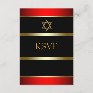 Red Black Gold Bar Mitzvah RSVP