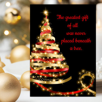 Red Black Gold Christian Christmas Card by decembermorning at Zazzle