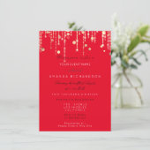 Red Black  Gold Drips Birthday Bridal Shower Invitation (Standing Front)
