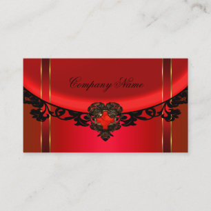 Red Black Gold Elegant Boutique Red Profile Business Card